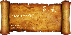 Purr Arnó névjegykártya